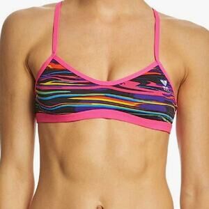 TYR DuraFast One Fresno Mojave Tieback Top Swim Bikini Purple Multi Size XS 0/2
